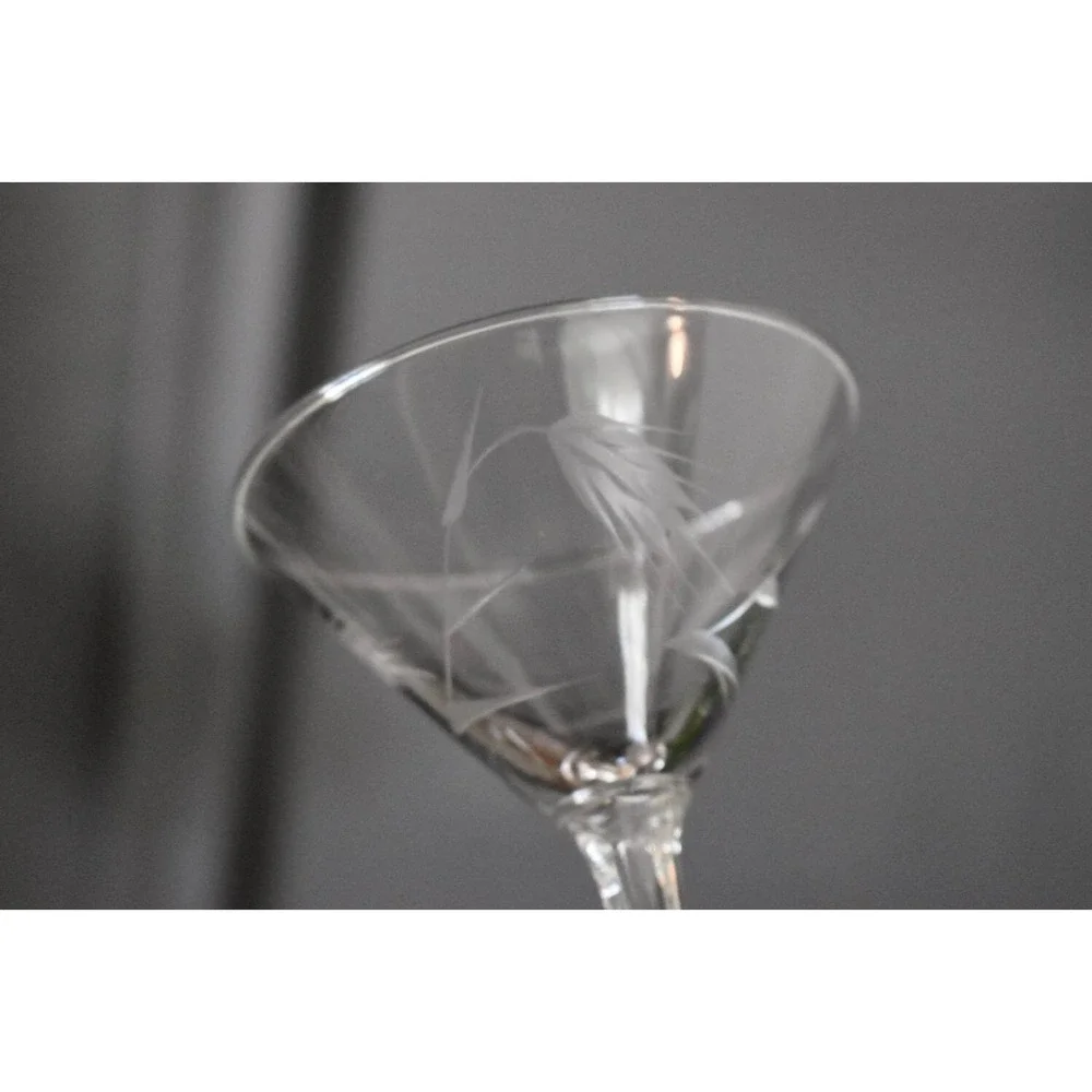 vtg Wheat Sasaki crystal wine cocktail multi sided stem barware set‎ glassware